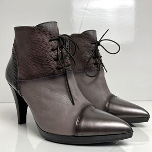 Hispanitas Leather Heeled Pointed Toe Side Zip Ankle‎ Boots Size 38
